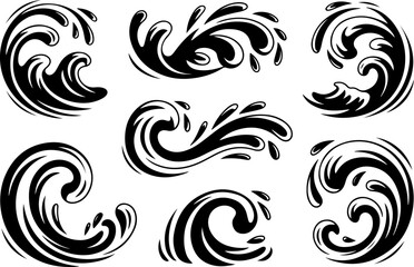 Fototapeta premium Wave Silhouettes Vector Set