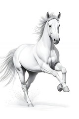 Majestic White Horse in Motion