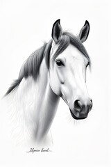 Obraz premium Monochrome Portrait of a White Horse