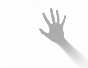 Obraz premium Abstract Silhouette of Hand Casting Shadow on White Wall Minimalist Aesthetic