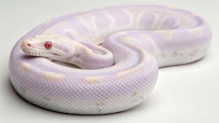 Fototapeta premium Lavender Albino Ball Python on studio background