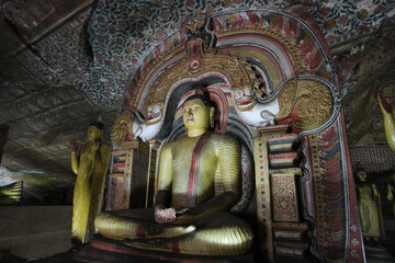Golden budda of Dambulla cave temple in Sri Lanka