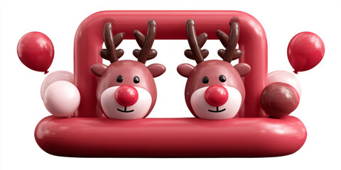 Festive Reindeer Decoration with Red Nose and Antlers