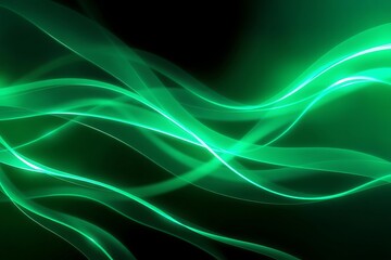 Naklejka premium Generative AI Green Wave Abstract Background Image.