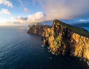 Dramatic coastal cliffs at sunset