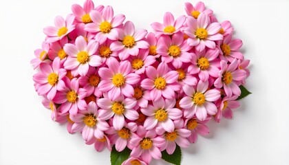 Pink Heartshaped Floral Cluster with Green Accents