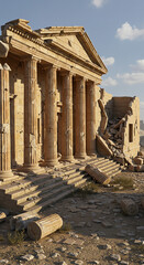Ancient Ruins with Classical Architecture and Crumbling Structure