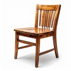 Isolated Wooden Chair Antique Interior Design Element on White Background