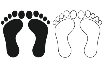 Footprint and Shoe Print Silhouettes, Including Barefoot, Boots, and Unique Trails, Representing Walking, Journey, and Human Presence. Step footprints paths. footstep prints and shoe steps .