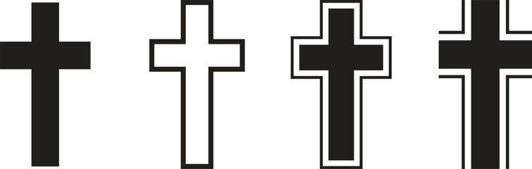 Christian Cross Set Vector Design on White Background.