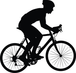 Obraz premium Silhouette of a cyclist riding a bicycle, a dynamic representation of speed, fitness, and outdoor activity