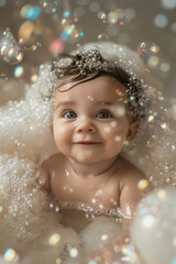 Baby in a Bubble Bath: A Precious Moment