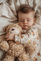 Baby Sleeping with Teddy Bear