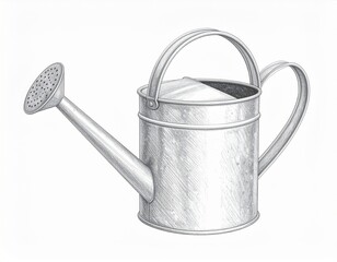 Detailed Vintage Watering Can Illustration Gardening Tool Isolated on White Background