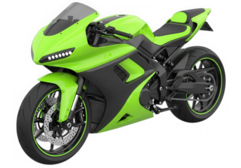 Green sport motorcycle modern design isolated on transparent background