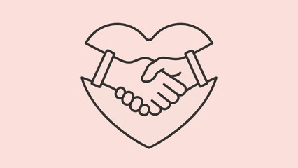 Obraz premium Handshake inside a heart shape symbolizing trust and partnership agreement