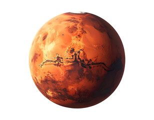 Full view of Mars, rusty-orange sphere