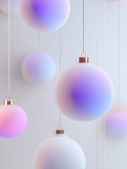 Fototapeta premium Colorful Hanging Ornaments Decorate a Modern Space With Soft Light During a Festive Season