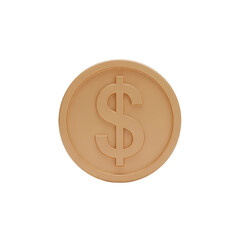 3D Golden Dollar Coin Isolated on Transparent Background PNG