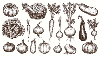 Hand-drawn vegetables