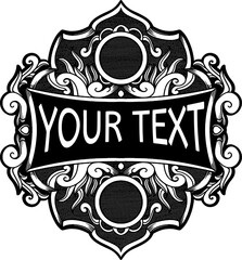 featuring a vintage ornamental design with space in the center for adding text