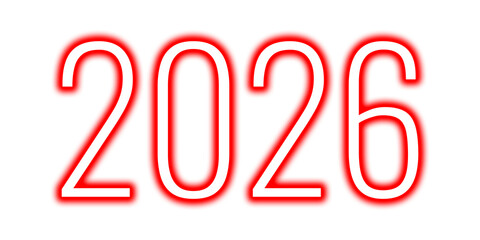 New year 2026. Bright neon blue lights text effect 2026. Happy new year concept. Design elements PNG