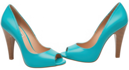Turquoise peep toe high heel shoes fashion isolated on transparent background