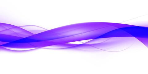 A horizontal abstract design featuring flowing, wavy ribbons of purple and pink. The colors blend and overlap, creating a transparent, glowing effect against a transparent background.