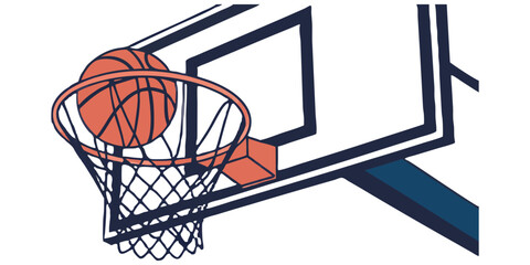 A basketball ball in a hoop
