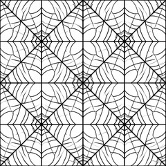 Square Spiderweb Pattern in Black and White Geometric Tiles Seamless Texture