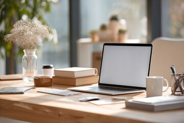 simple work desk with laptop