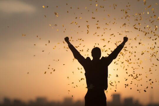 silhouette of a person with arms raised