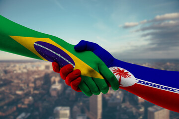 Shaking hands Brazil and Haiti-2