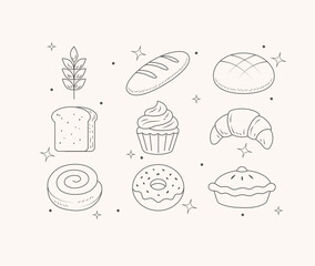 Bakery Goods Line Art Collection