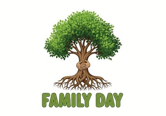Obraz premium Family day celebration concept with tree and embracing hands for holiday design