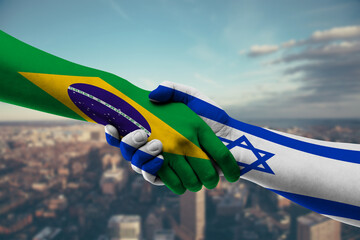Shaking hands Brazil and Israel