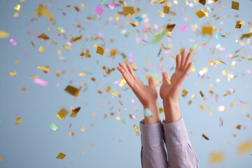 woman hands holding out for confetti