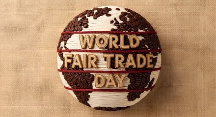 World fair trade day concept with coffee beans and textured background for awareness and promotion