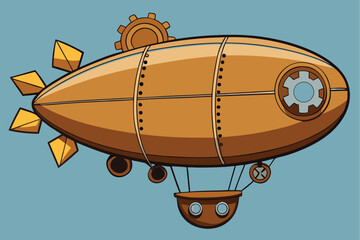 Intricate steampunk airship design adorned with detailed gears and mechanical elements
