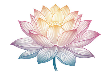 Lotus Bloom: A beautifully rendered illustration of a Lotus flower in full bloom, showcasing delicate layers and gradient colors