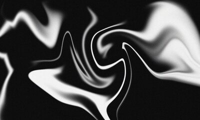 An abstract illustration with swirling white shapes over a black background