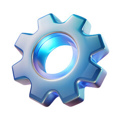 3D Transparent Glass Settings Gear Icon, Modern UI Design, System Configuration, Digital Interface, and Minimalist Technology Concept