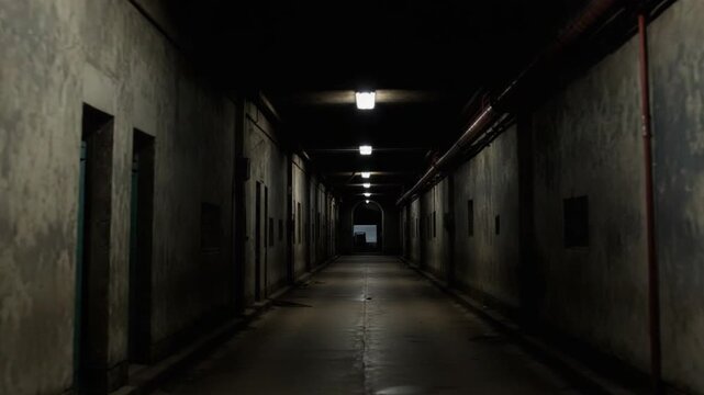 old dark factory warehouse alley at night