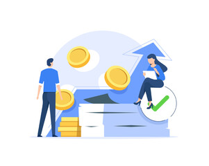 Investment and Analysis Money Cash Profits Metaphor,Employee or Manager Making Investing Plans

