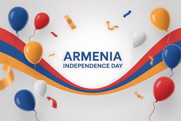 Celebrate Armenia Independence Day with vibrant balloons and confetti, honoring national pride and freedom with patriotic colors and festive cheer