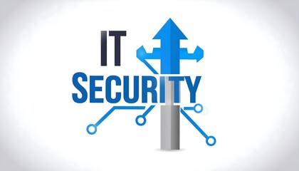Abstract graphic of IT security, with directional arrows and circuit board elements