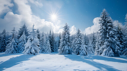 Fototapeta premium Winter Forest Covered in Snow