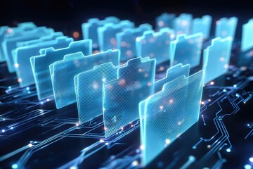 Obraz premium Abstract Digital Folders On Circuit Board