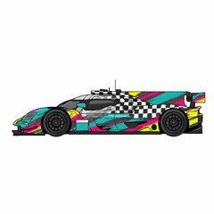 Obraz premium Colorful Race Car Design with Abstract Patterns.