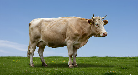 Fototapeta premium Realistic Farm Cow Illustration in Countryside Field